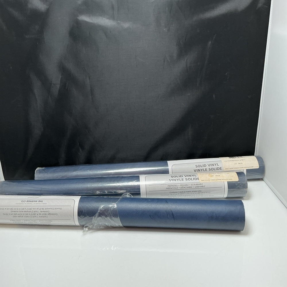 Warner Wallpaper GFB571 Solid Vinyl Blue Textured Lot of 3 Rolls 169 Sq Ft